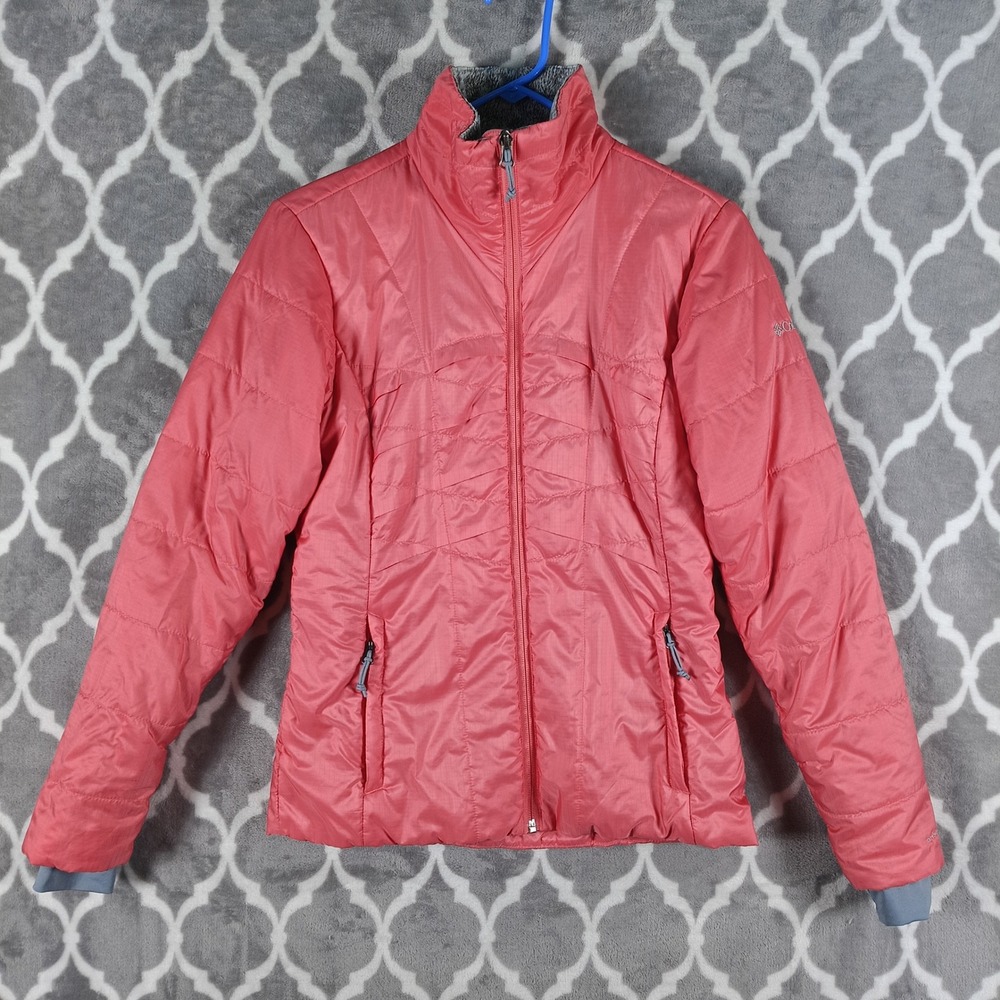 Columbia Puffer Jacket Womens XS Coral Pink Omni-Heat Quilted Full Zip Outerwear - Picture 2 of 9